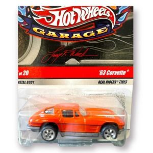Hot Wheels Larry's Garage '63 Corvette Orange  7 of 20 Real Riders NOC